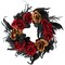 Northlight Red and Gold Roses with Black Foliage Halloween Wreath, 22-Inch, Unlit
